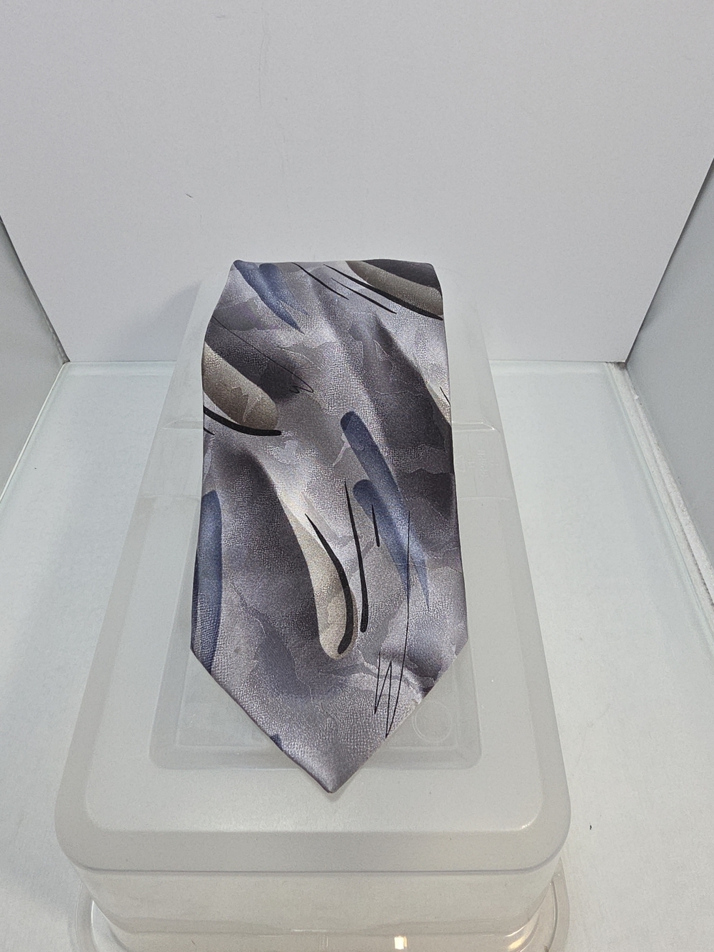 J. Garcia Landscape With Eye Collection 37 Silk Tie Gray Abstract 58"